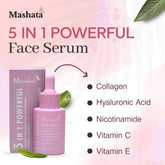 MASHATA 5 IN ONE POWERFUL COLLAGEN HYALURONIC ACID NICOTINAMIDE VITAMIN C, VITAMIN E FACE SERUM